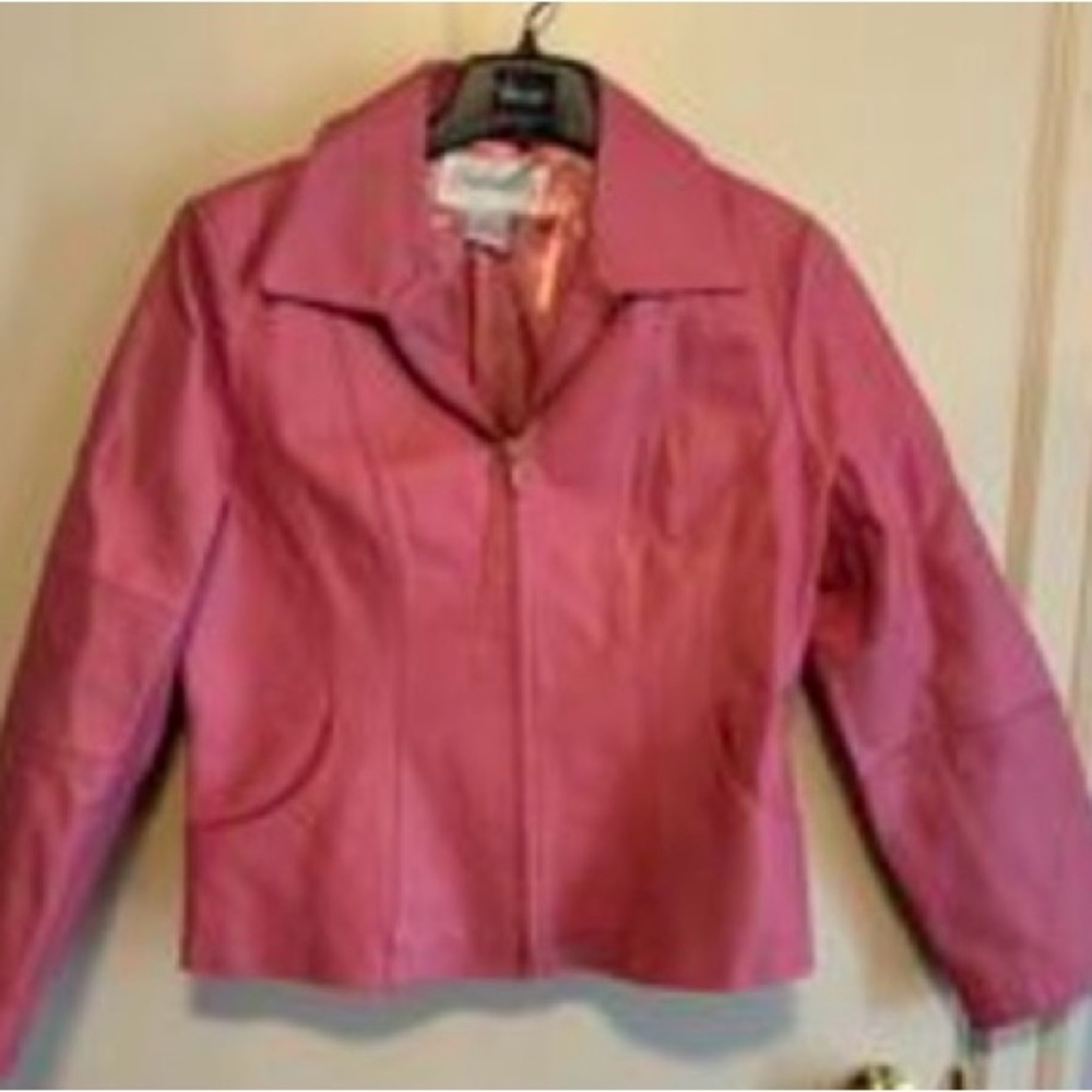 Elegant Pink Leather Jacket  fully lined perfect condition